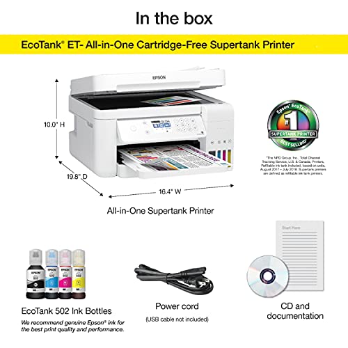 Epson_EcoTank ET Series Color Inkjet All-in-One Supertank Printer / 3-in-1 with ADF, Wireless & Ethernet: Print Scan Copy/White