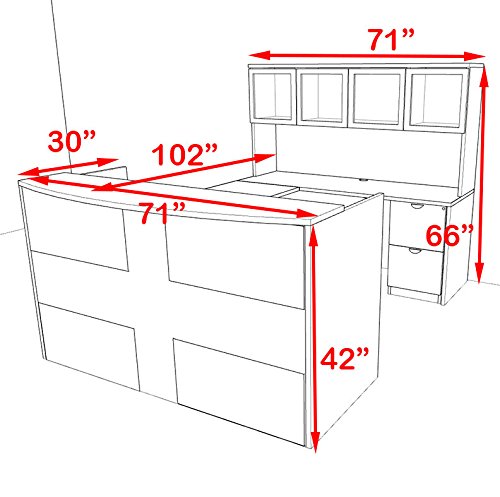UTM Furniture 5pc U Shaped Modern Acrylic Panel Office Reception Desk, OT-SUL-R17