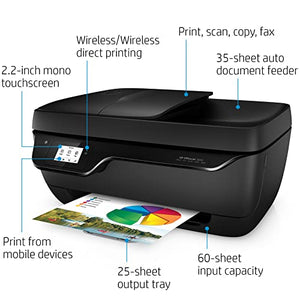 HP OfficeJet 3830 All-in-One Wireless Color Inkjet Printer, Black - Print Scan Copy Fax