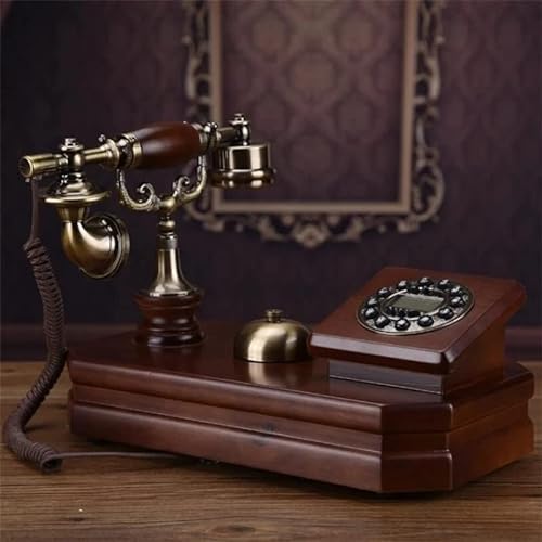 None Antique Fixed Telephone Solid Wood Landline Phone (Style 2)