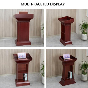 Yadlan Church Podium Stand with Storage - Durable MDF Wood