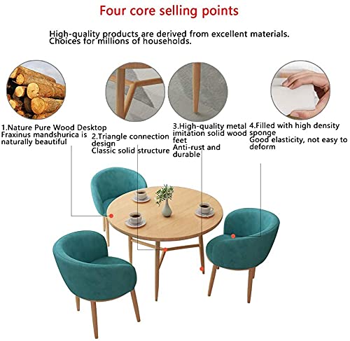 AkosOL Office Table and Chair Set - Wooden Round Table and Chair Combination - Green 70cm
