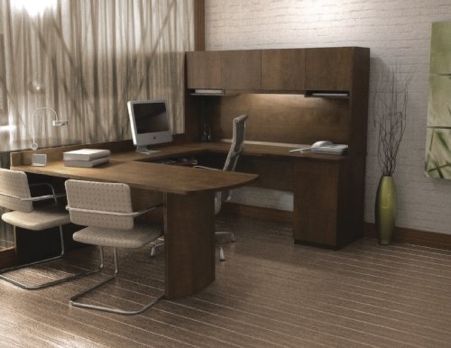 U-Shape Computer Desk with Hutch Finish: Chocolate