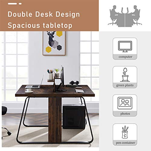 SUFUBAI Industrial Computer Desk, Rustic Study Table Office Desk Workstation Study Writing Desk for Home Office