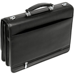 McKlein, I Series, Bucktown, Full Grain Cashmere Napa Leather, 15" Leather Double Compartment Laptop Briefcase, Black (43545)