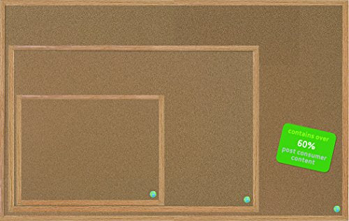 MasterVision Earth Bulletin Board, Cork Board, 36" x 48", Pin Board with MDF Oak Frame