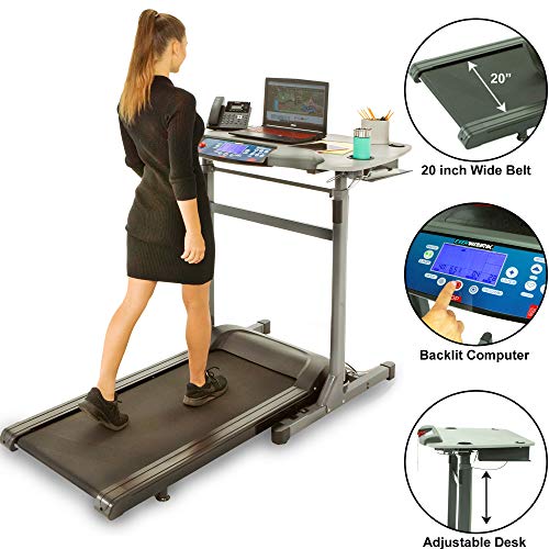 Exerpeutic 5000 ExerWork 20" Wide Belt Desk Treadmill with Adjustable Desktop Height, 325 lbs Capacity