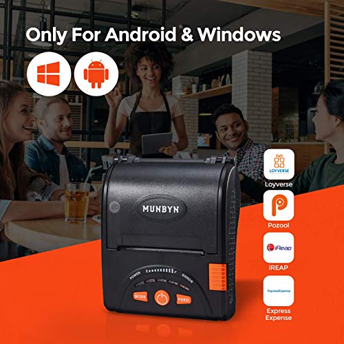 MUNBYN 3.1" Kitchen Printer, 80mm Thermal POS Receipt Printer with Sound Beeping Alarm and Auto Cutter, P067 USB RS232 Serial LAN Port,with Receitp Printer Bluetooth for Android Phone
