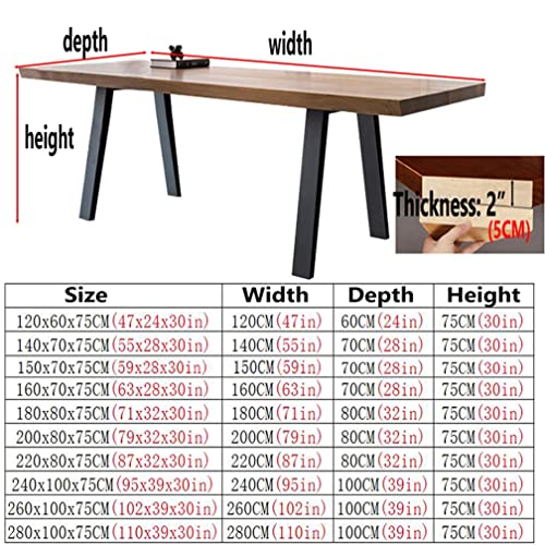 Modern Simple Solid Wood Table with Strong Metal Legs | 5cm Thick Pine Table Top (300x120x75cm)