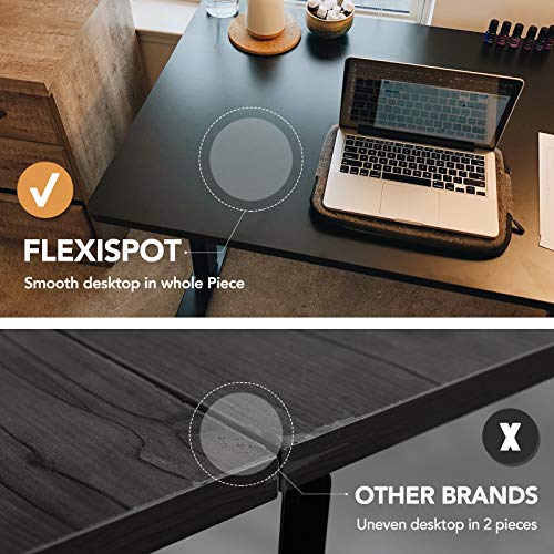 Flexispot Electric Height Adjustable Desk with Desktop, 48 x 30 Inches, Standing Desk Stand Up Desk Workstation Classic (Silver Frame + 48 in Black Top)