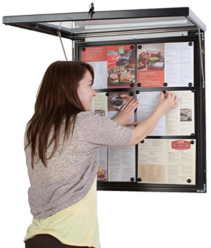 Weather Resistant, Magnetic Surface, Bulletin Board with Swing-Open Locking Door, Wall Mounted, Black Finish Aluminum Frame, for Indoor Or Outdoor Use