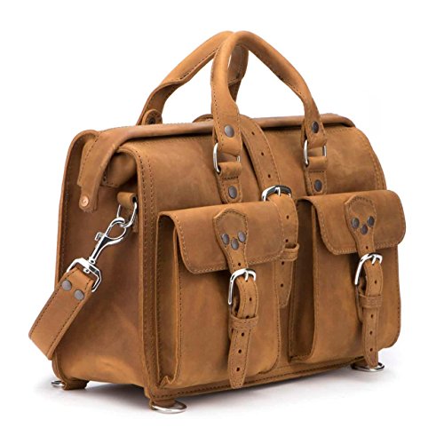 Saddleback Leather Co. Flight Bag 15-inch Full Grain Leather Expandable Laptop Briefcase for Men Includes 100 Year Warranty