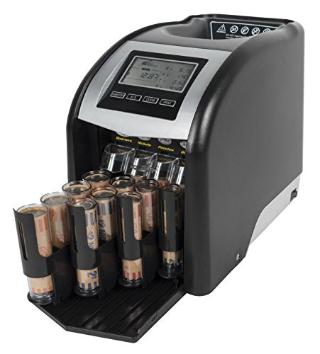 Royal Sovereign 4 Row Electric Coin Counter With Patented Anti-Jam Technology & Digital Counting Display (FS-44P),Black