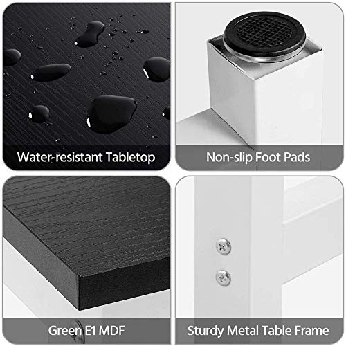 SWHJ Nordic Simple Square Metal Solid Wood Office Desk Compact Corner Computer Desk PC Laptop Desktop Study Writing Table Workstation for Home Office Study 120 X 60 X 75 cm, Black