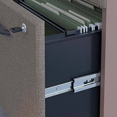 Bush Business Furniture Series A 60" by 27" Desk with Hutch and 2 Drawer Mobile Pedestal, Pewter