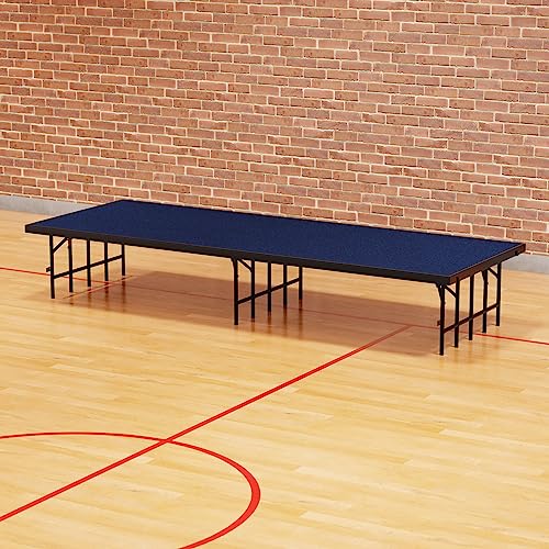 Krollen Industrial Portable Modular 3' x 8' Stage with Blue Carpet S3616C, 16" Height