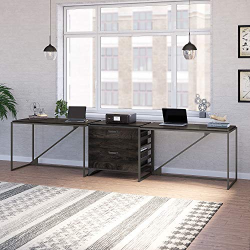 Bush Furniture Refinery 2 Person Workstation, Dark Gray Hickory