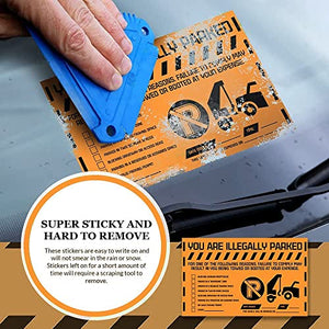 MESS Parking Violation Stickers Hard to Remove - 1000 Multi-Reason Tow Warnings No Parking Stickers - Bad Parking Stickers, Super Sticky Towing Tags for Parked Cars and Trucks - 8x5 in., Orange