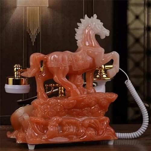 None Retro Fixed Telephone European Home Antique Horse Style Creative Office Wired Blue Backlight+Handsfree+Caller ID Landline Phone (Color : Style 2) (Blue)