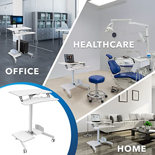 Mount-It! Mobile Computer Cart with Height Adjustment and Storage Area
