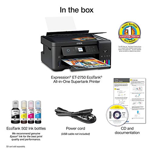 Epson Expression ET-2750 EcoTank Wireless Color All-in-One Supertank Printer with Scanner and Copier (Renewed)