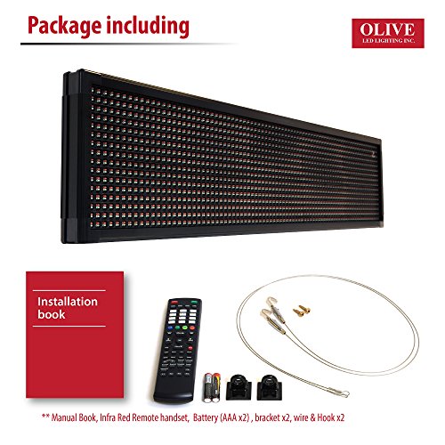 Olive LED Sign 3Color, RBP, P30, 22"x60" IR Programmable Scrolling Outdoor Message Display Signs EMC - Industrial Grade Business Ad Machine.
