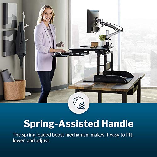 VariDesk Pro Plus 30 by Vari – Standing Desk w/ Posture Curve – Height-Adjustable Stand Up Converter – Work or Home Office Sit to Stand Workstation – No Assembly Required (Black) (Renewed)