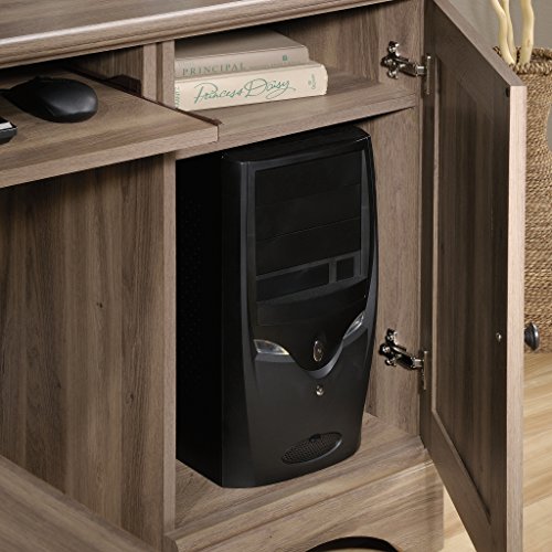 Sauder 417586 Harbor View Computer Desk, L: 66.14" x W: 66.14" x H: 30.28", Salt Oak finish
