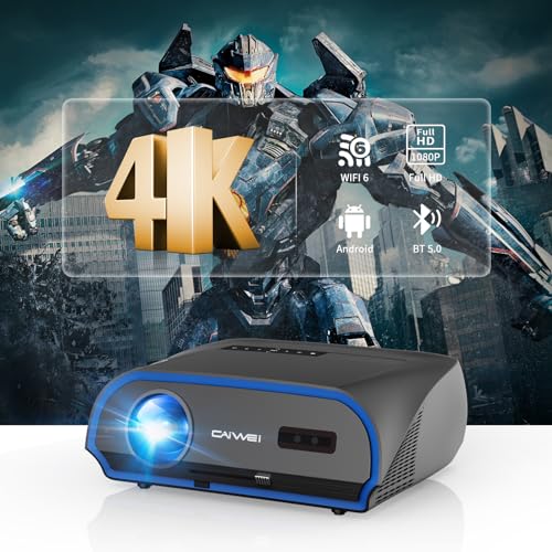 CAIWEI Smart 4K Projector 1100 ANSI Daytime Viewing, WIFI6 Bluetooth, 300-Inch Display, 5G Home Theater, Wireless Streaming
