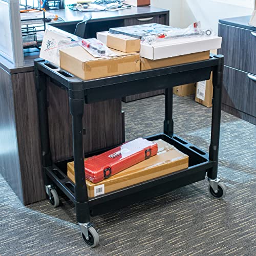BISupply Plastic Utility Cart on Wheels 3 Pack - Rolling Commercial Work Cart