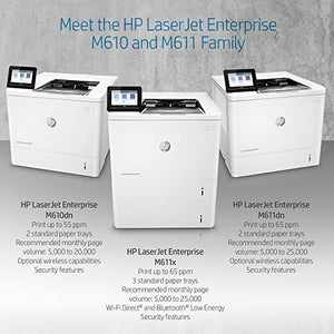 HP LaserJet Enterprise M611x Monochrome Duplex Printer with Dual-band Wi-Fi and Extra Paper Tray (7PS85A)