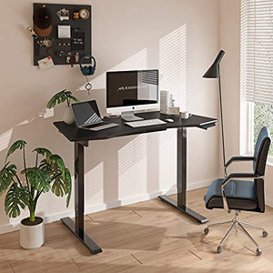 MAIDeSITe Electric Standing Desk Height Adjustable Desk Electric Stand Up Desk Workstation Dual Motor 55 x 28 Inches, Black Frame/Black Top…