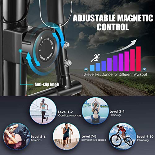 FUNMILY Elliptical Machine, Cross Trainer Cardio Fitness Equipment with 10 Level Magnetic Resistance, LCD Monitor, 390 LBs Max Weight for Home Gym Use (EM530) (Black)