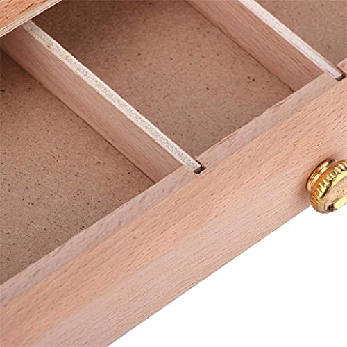 YIFUTY Artist Tabletop Wooden Desktop Portable Easel Beech Painting Box with Three Layer Drawers for Painting Hardware Art Supplies