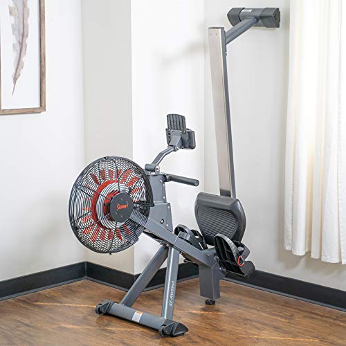 Sunny Health & Fitness Air Plus Magnetic Resistance Rowing Machine – SF-RW5940, Gray