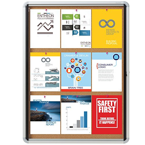 Quartet Enclosed Cork Bulletin Board, 30" x 39" or 9 Sheets, Swing Door, Aluminum Frame (EIHC3930)