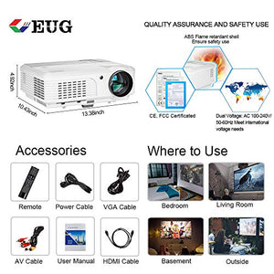 Wireless Bluetooth Projector Android WiFi 4400lm HD LED LCD Smart Video Proyector Support 1080P Airplay HDMI USB RCA VGA AV for Home Theater TV Outdoor Movie Smartphone DVD Game Consoles Laptops