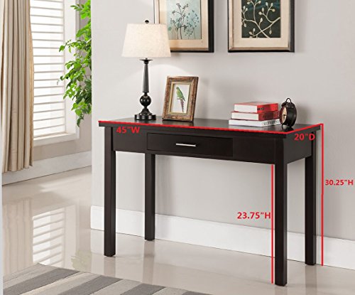 Kings Brand Furniture Wood Home & Office Parsons Desk with Drawer, Espresso