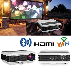 EUG Wireless Projector HD 1080P 4600 Lumen Video Projectors Outdoor Movie Android System,Airplay Miracast Wifi USB HDMI LED LCD Multimedia Projeyector for Home Theater Game Consoles Apps PC DVD