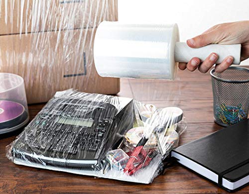 48 Packs of 5 inch x 1000 ft Stretch Wrap Film with Handle 70 Gauge Extra Thick Clear Mini Hand Stretch Wrap Rolls, Clear