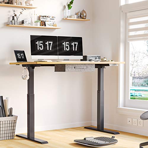 Electric Stand up Desk Frame - FEZIBO Single Motor Height Adjustable Sit Stand Standing Desk Base Workstation Black (Frame Only)