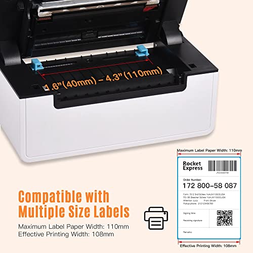 Desktop Thermal Label Printer for 4x6 Shipping Package - All-in-One Label Maker - 180mm/s Speed - Max. 110mm Paper Width - USB Color