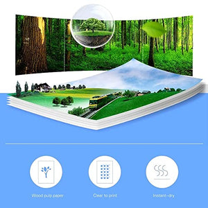ZYZMH 100 Sheets Photo Paper 200gsm Waterproof Resistant High Gloss Finish Surface Quick Dry for Color Inkjet Printer