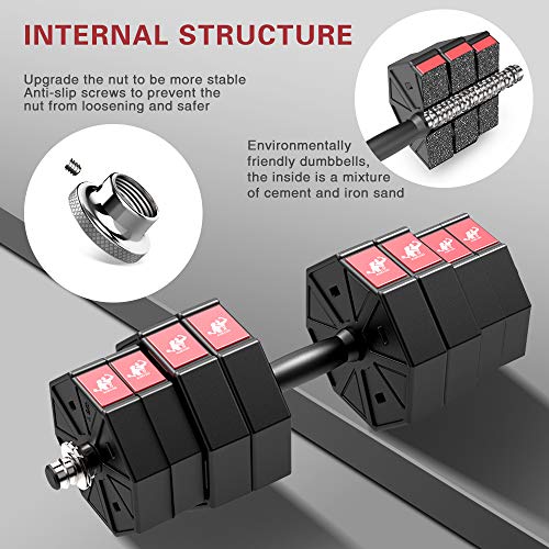 LEADNOVO Adjustable Weights Dumbbells Set, 44Lbs 66Lbs 88Lbs 3 in 1 Adjustable Weights Dumbbells Barbell Set, Home Fitness Weight Set Gym Workout Exercise Training with Connecting Rod for Men Women
