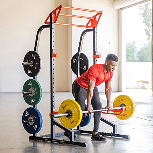 Sunny Health & Fitness Power Zone Half Rack Heavy Duty Performance Power Cage with 1000 LB Weight Capacity – SF-XF9933