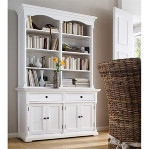 Beaumont Lane Modern Wood Storage Cabinet with Hutch/Bookcases in Pure White