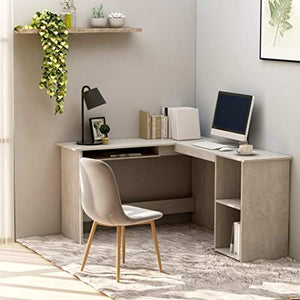 L-Shaped Computer Desk, Corner Desk with 2 Open Shelves, Writing Workstation Table for Home Office Study, 47.2"x55.1"x29.5