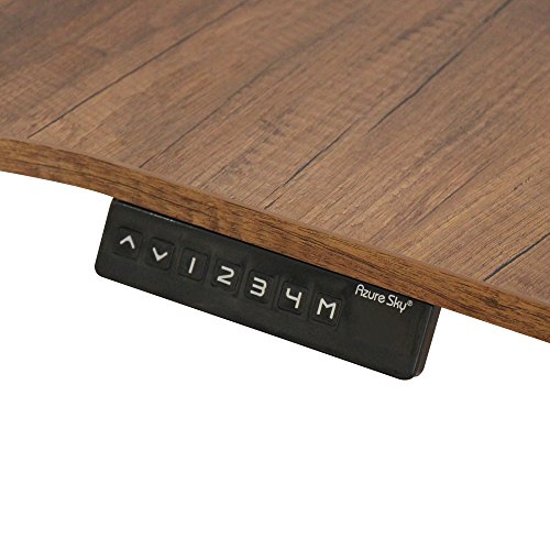 Caesar Hardware AB3-63LC Ergonomic 63-in 3 Memory Buttons LED Electric Automatic Height Adjustable Sit to Stand L-Shaped Corner Work Office Desk with Black Legs, Dark Walnut