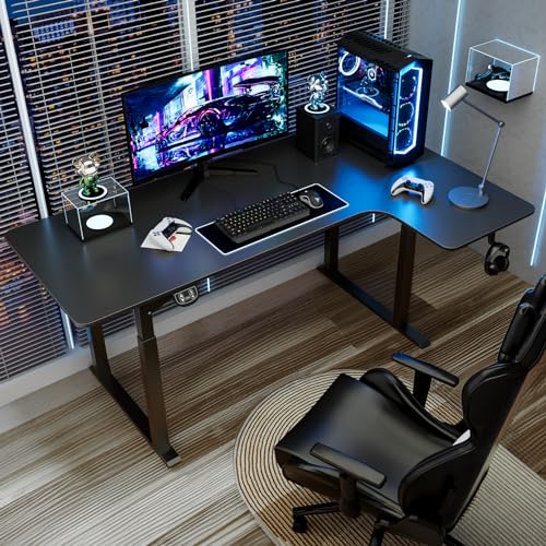 Dripex Electric Height Adjustable L-Shaped Standing Desk, 71 x 43 Inch - Home Office Workstation