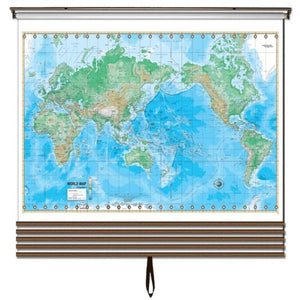 Advanced Physical Wall Maps Set-Roller w/Backboard;6-Map Choices and Mounting Hardware Included